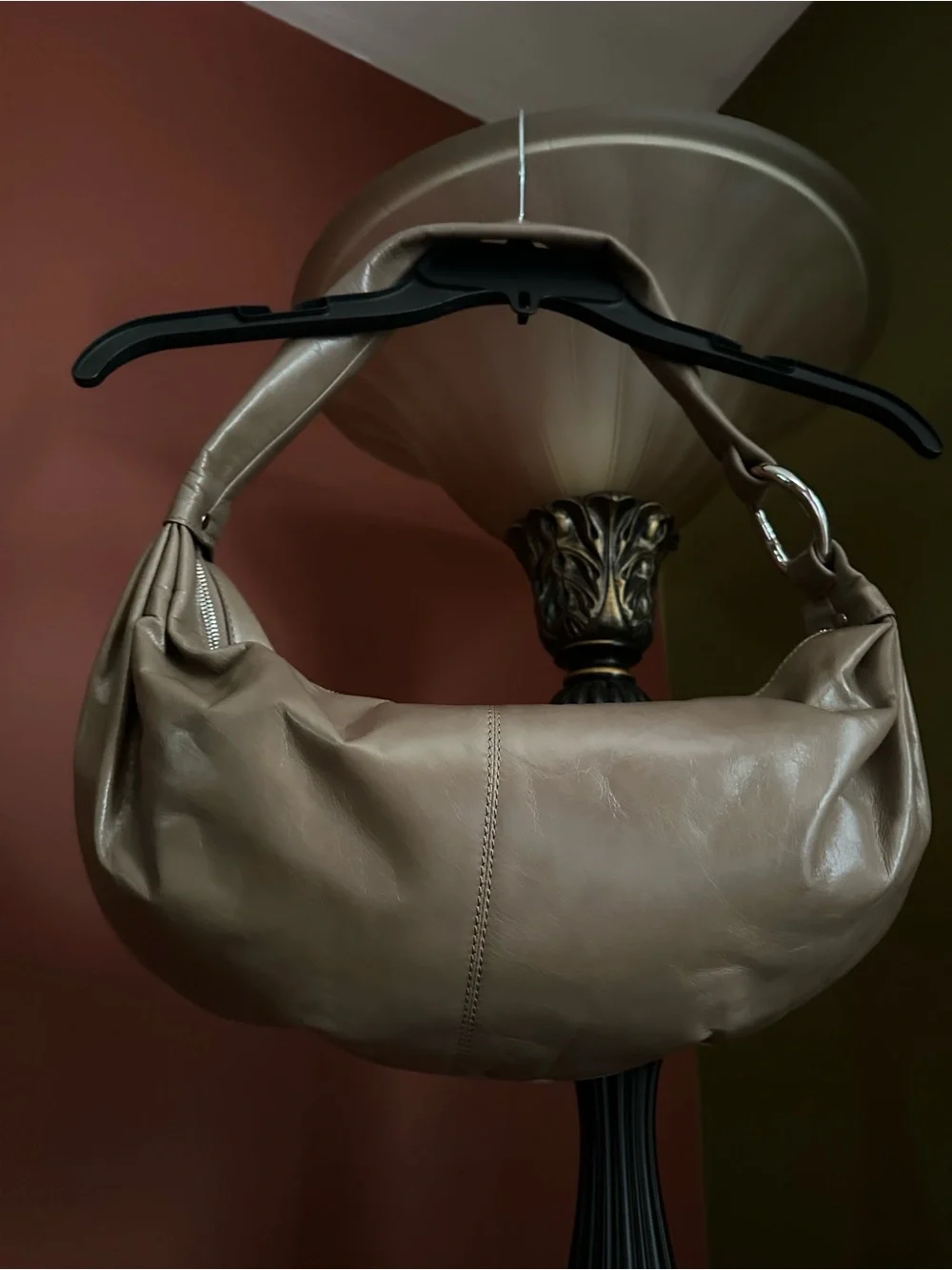 Banana Republic Taupe Hobo Leather Shoulder Bag